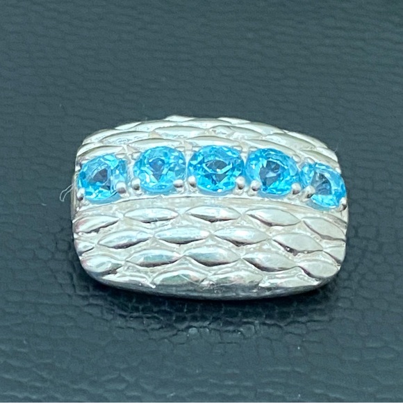 Vintage Sterling Silver 925 Signed Blue Topaz Slider Pendant 4.7g - Picture 7 of 13